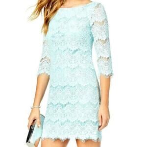 Jessica Howard 3/4 Sleeve Scallop Hem Shift Dress in Mint NWT Size 14